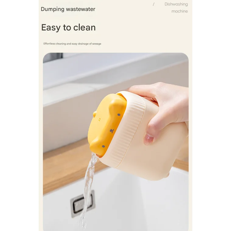 2 Pcs Yellow Cute Cat Press-to-Dispense Soap Pump & Sponge