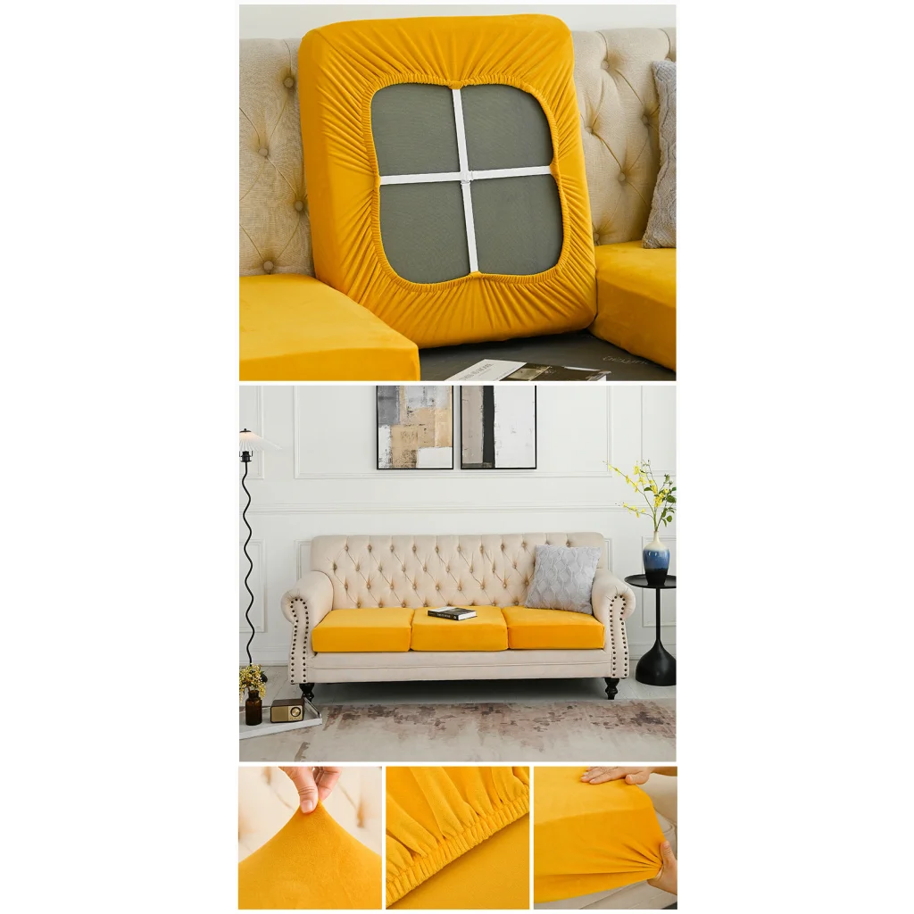 2 Pcs Yellow Elegant Polyester Sofa Cover - Full Protection