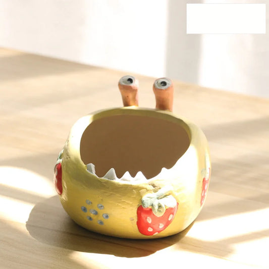 2 Pcs Yellow Whimsical Monster Ceramic Succulent Planter