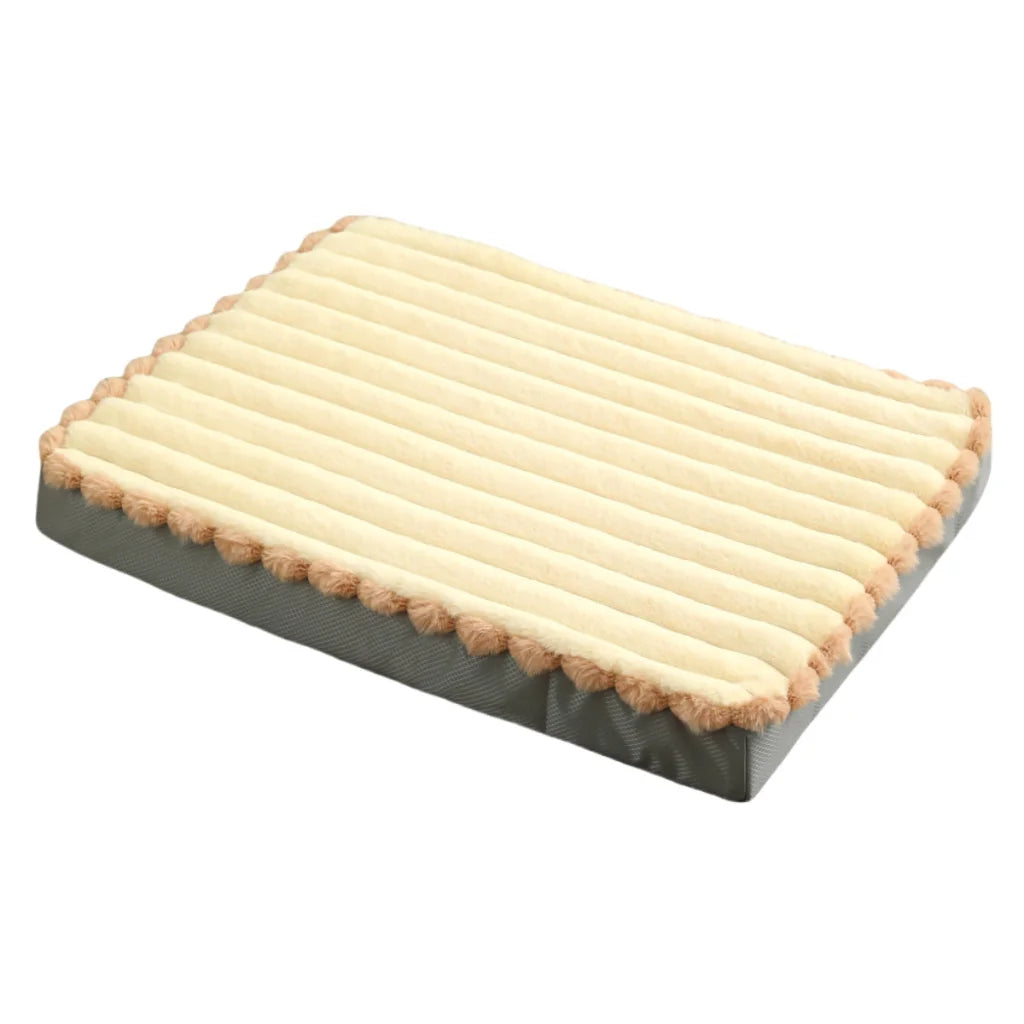 2-Piece Beige Sponge large pet bed - plush dog mat
