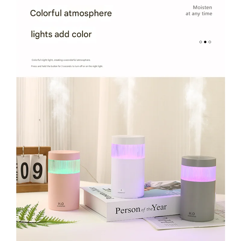 2-Piece Grey Mini Desktop Humidifier - Portable Mist Maker