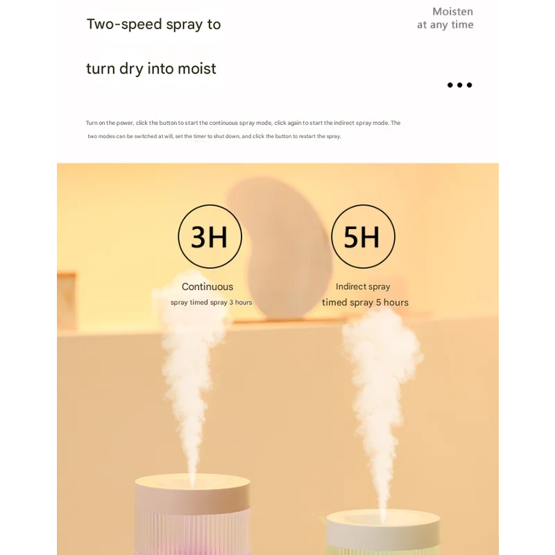 2-Piece Grey Mini Desktop Humidifier - Portable Mist Maker