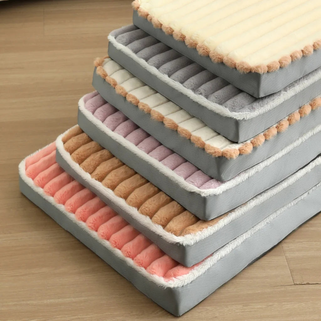 2-Piece Grey Sponge large pet bed - plush dog mat