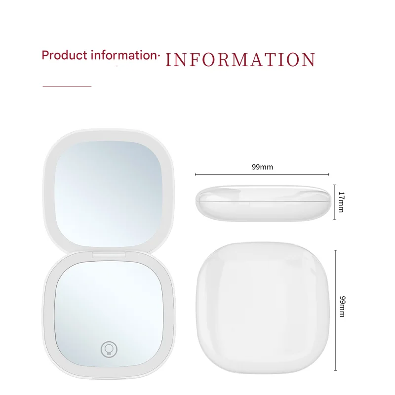 2-piece White Portable LED Makeup Mirror - Rechargeable