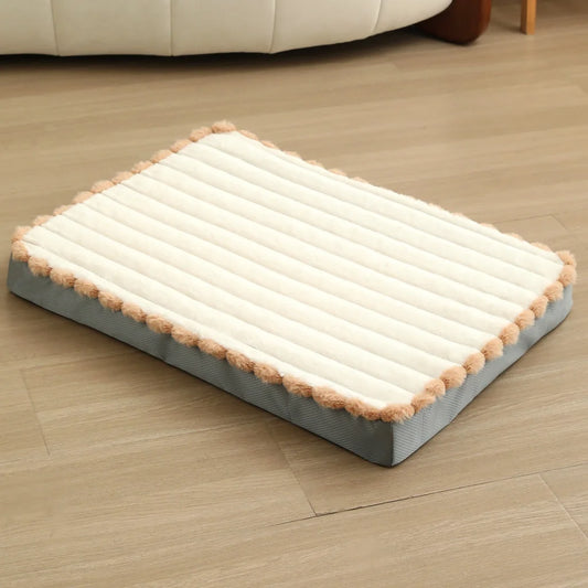 2-Piece White Sponge large pet bed - plush dog mat