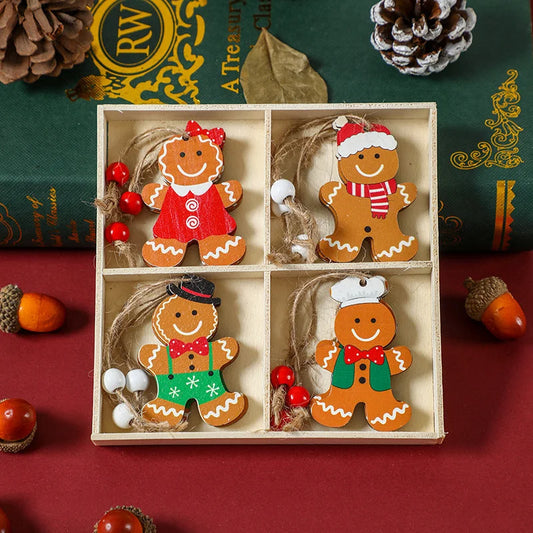 (2 set)Christmas Gingerbread Ornaments Set - Festive Wooden