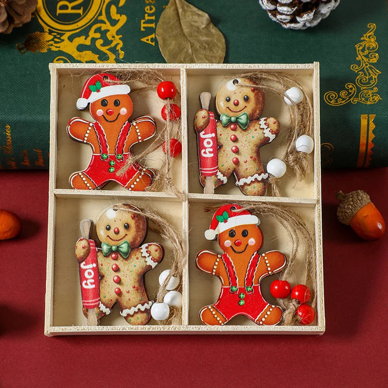 (2 set)Christmas Gingerbread Ornaments Set - Festive Wooden