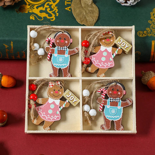 (2 set)Christmas Gingerbread Ornaments Set - Festive Wooden