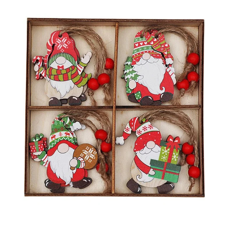(2 set)Christmas Gnome Ornaments Set - Festive Wooden