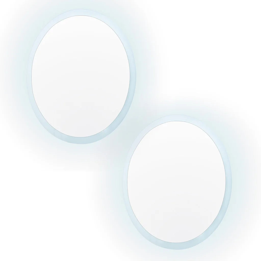 2 Set LED Wall Mirror Round Anti-Fog Bathroom 70cm - Home &