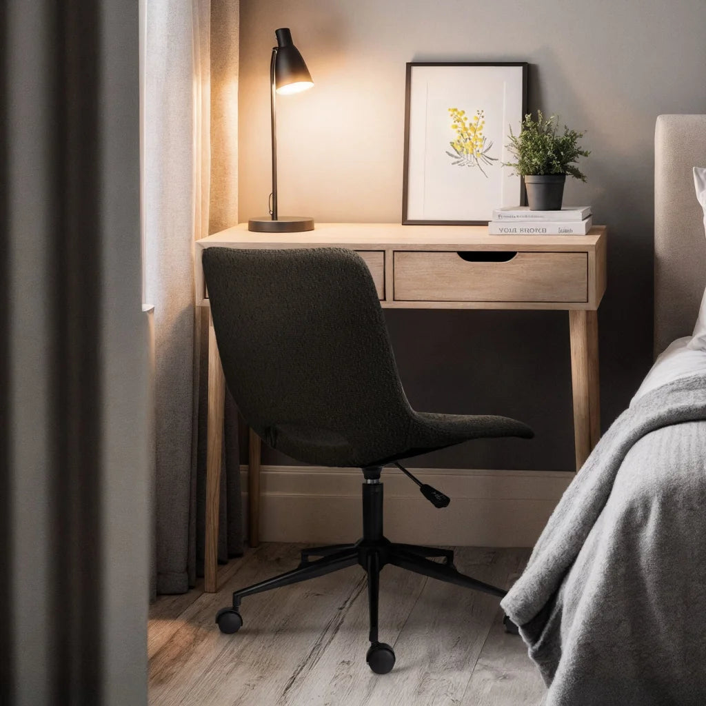 2 Set Office Desk Chair - Loop Yarn Fabric Home Swivel