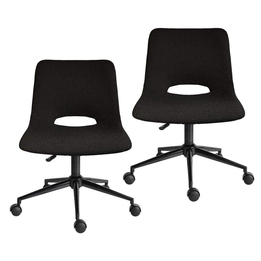 2 Set Office Desk Chair - Loop Yarn Fabric Home Swivel
