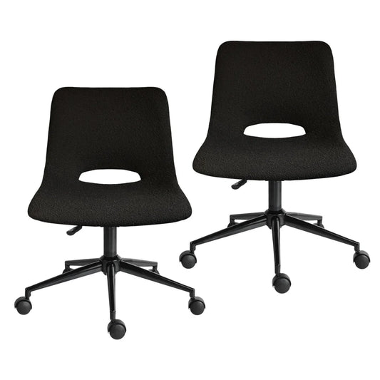 2 Set Office Desk Chair - Loop Yarn Fabric Home Swivel