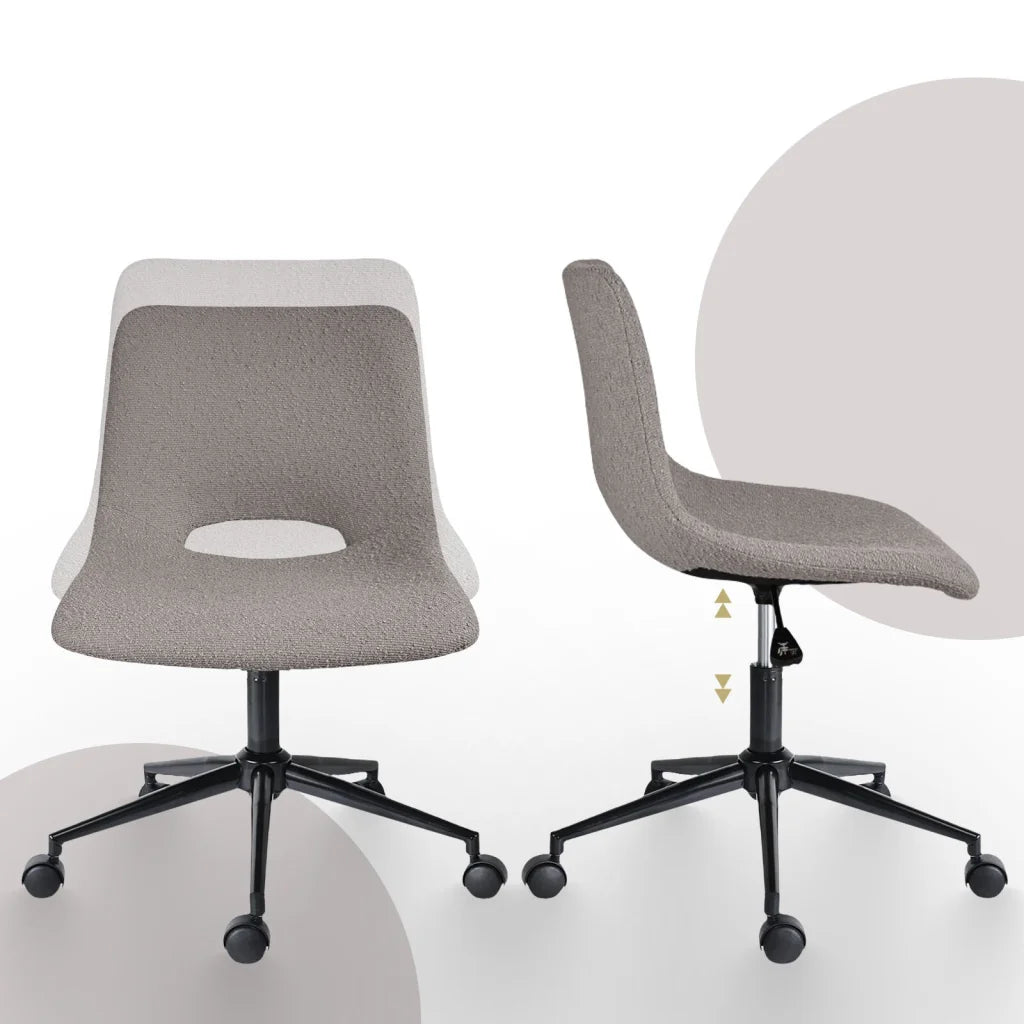 2 Set Office Desk Chair - Loop Yarn Fabric Home Swivel