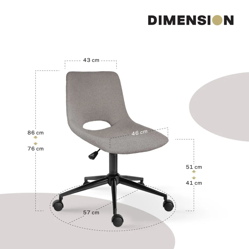 2 Set Office Desk Chair - Loop Yarn Fabric Home Swivel
