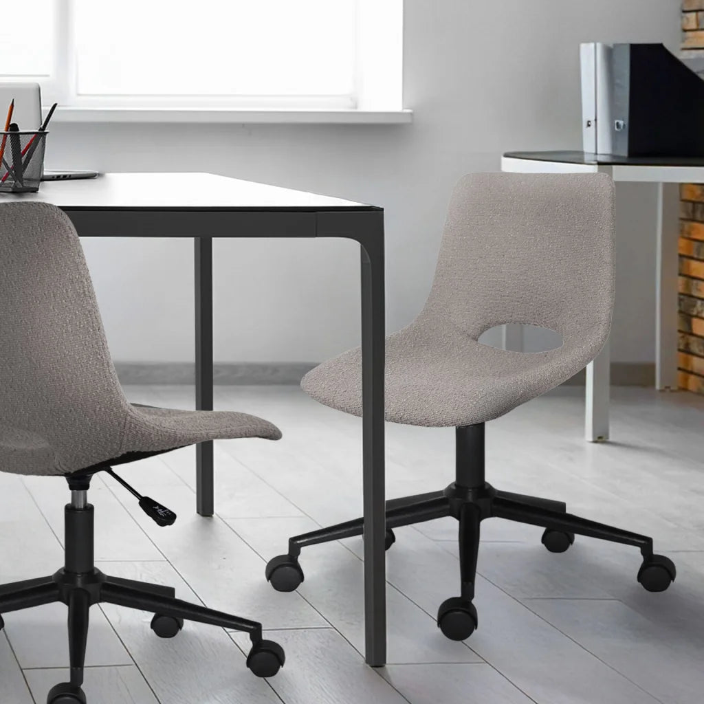2 Set Office Desk Chair - Loop Yarn Fabric Home Swivel