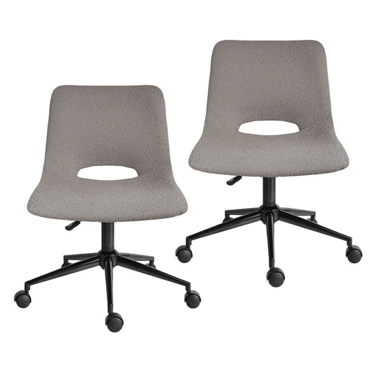 2 Set Office Desk Chair - Loop Yarn Fabric Home Swivel