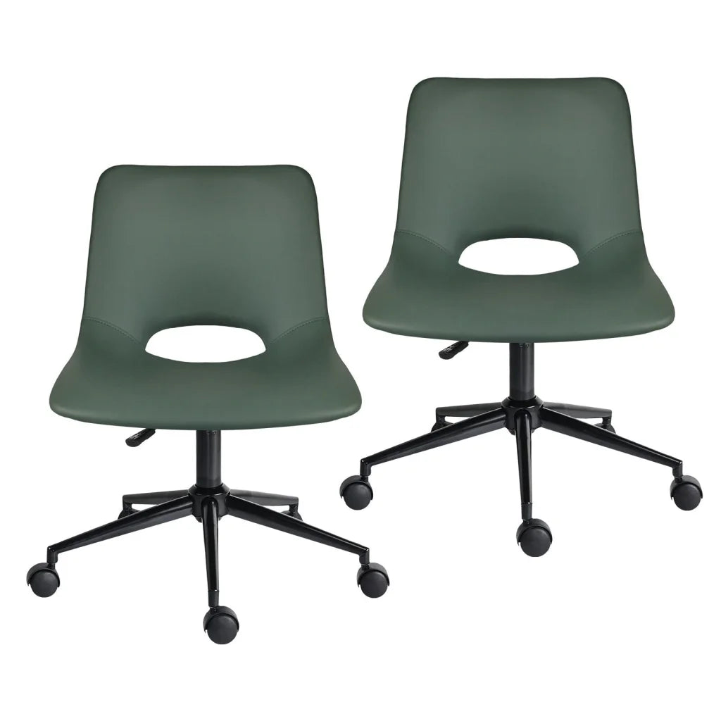 2 Set Office Desk Chair - PU Leather Home Swivel Chair