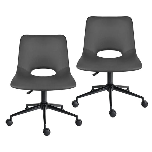 2 Set Office Desk Chair - PU Leather Home Swivel Chair