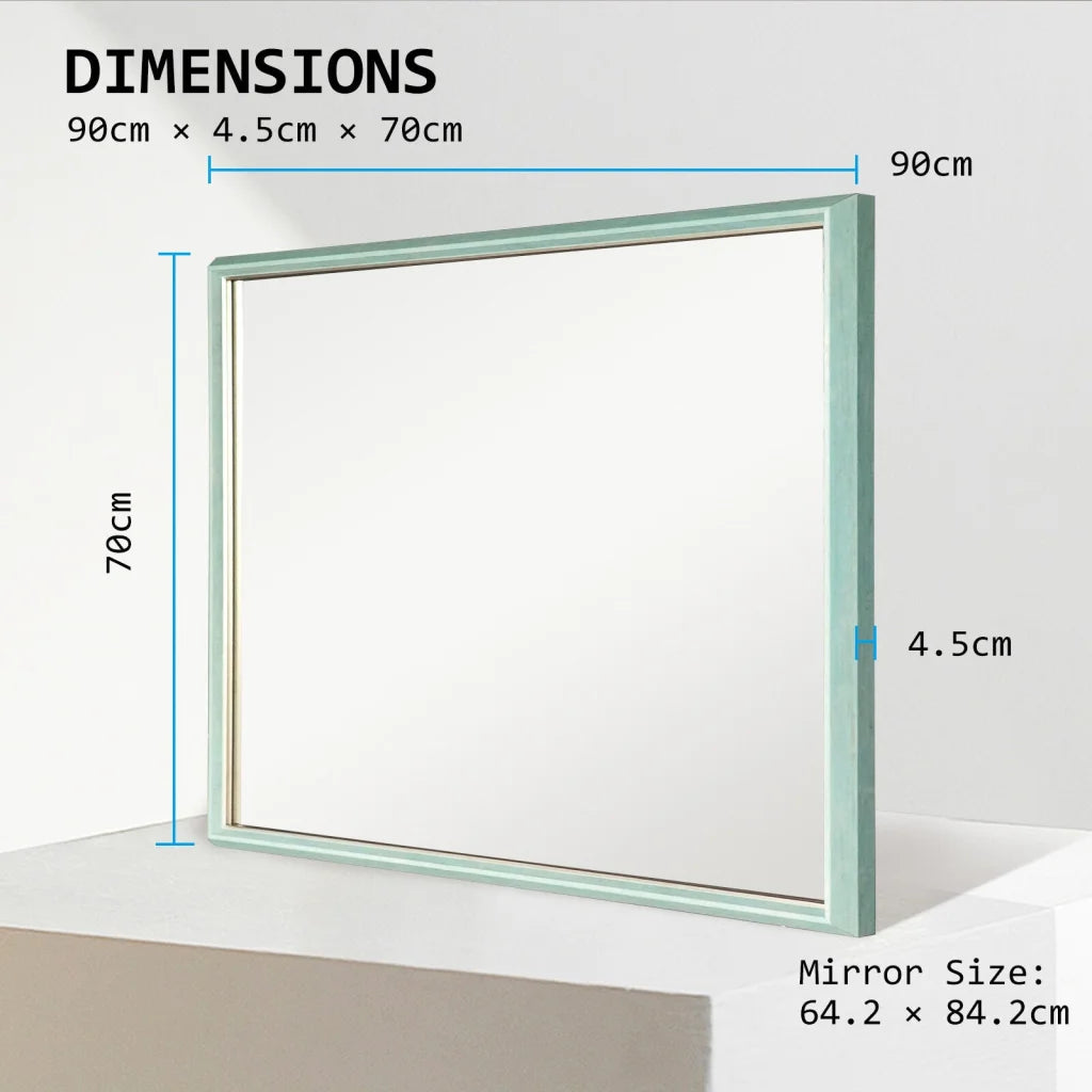 2 Set Wall Mirror Rectangular Frame Bathroom 70x90cm