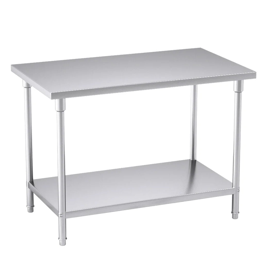 2-Tier Commercial Catering Kitchen Prep Work Bench Table Stainless Steel 1207085cm - Premium