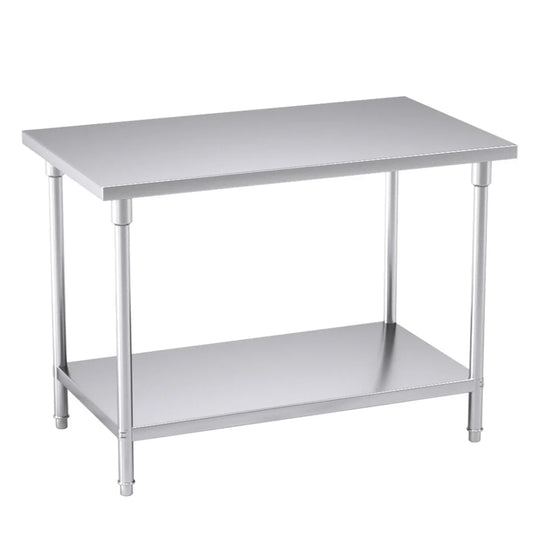 2-Tier Commercial Catering Kitchen Prep Work Bench Table Stainless Steel 1207085cm - Premium