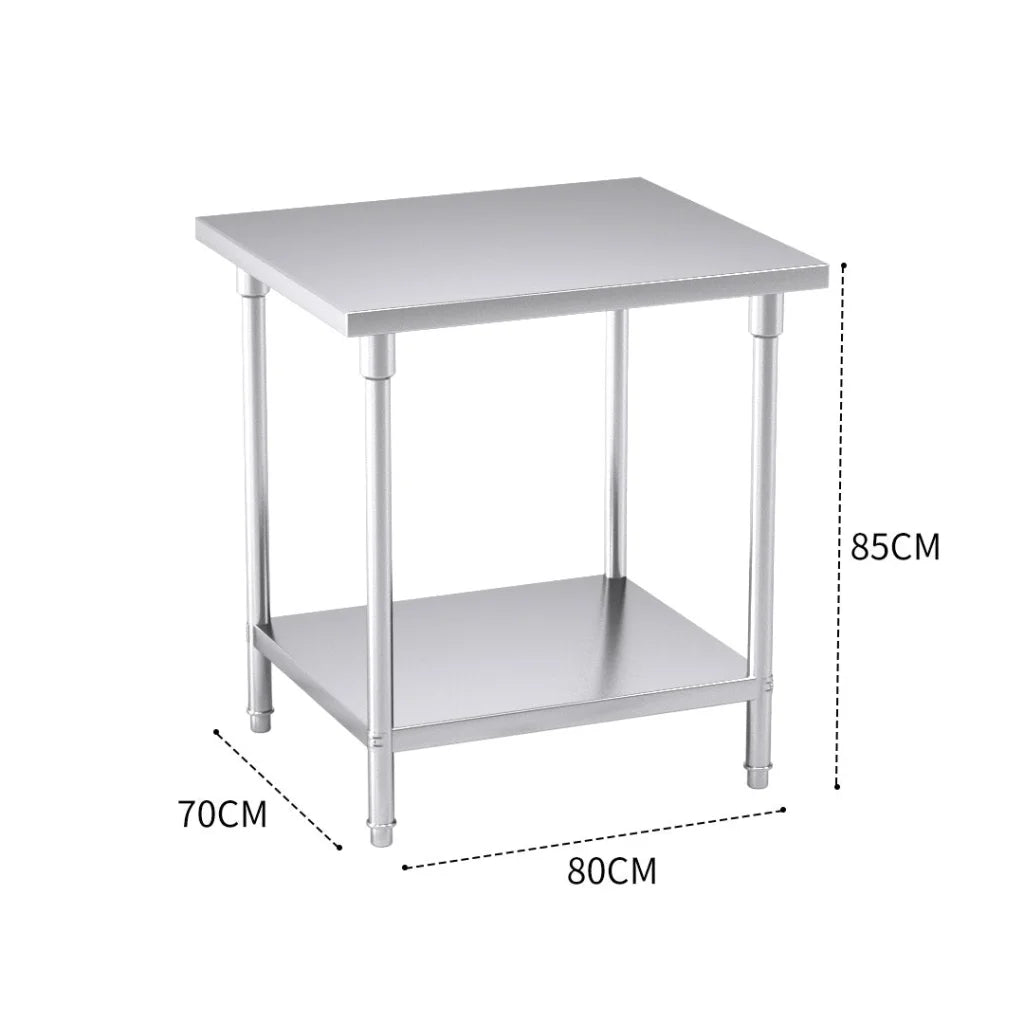 2-Tier Commercial Catering Kitchen Prep Work Bench Table Stainless Steel 807085cm - Premium