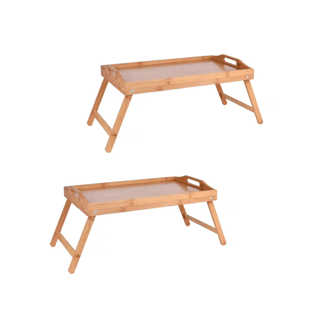 2 x Bamboo Bed Table Breakfast Snack Serving