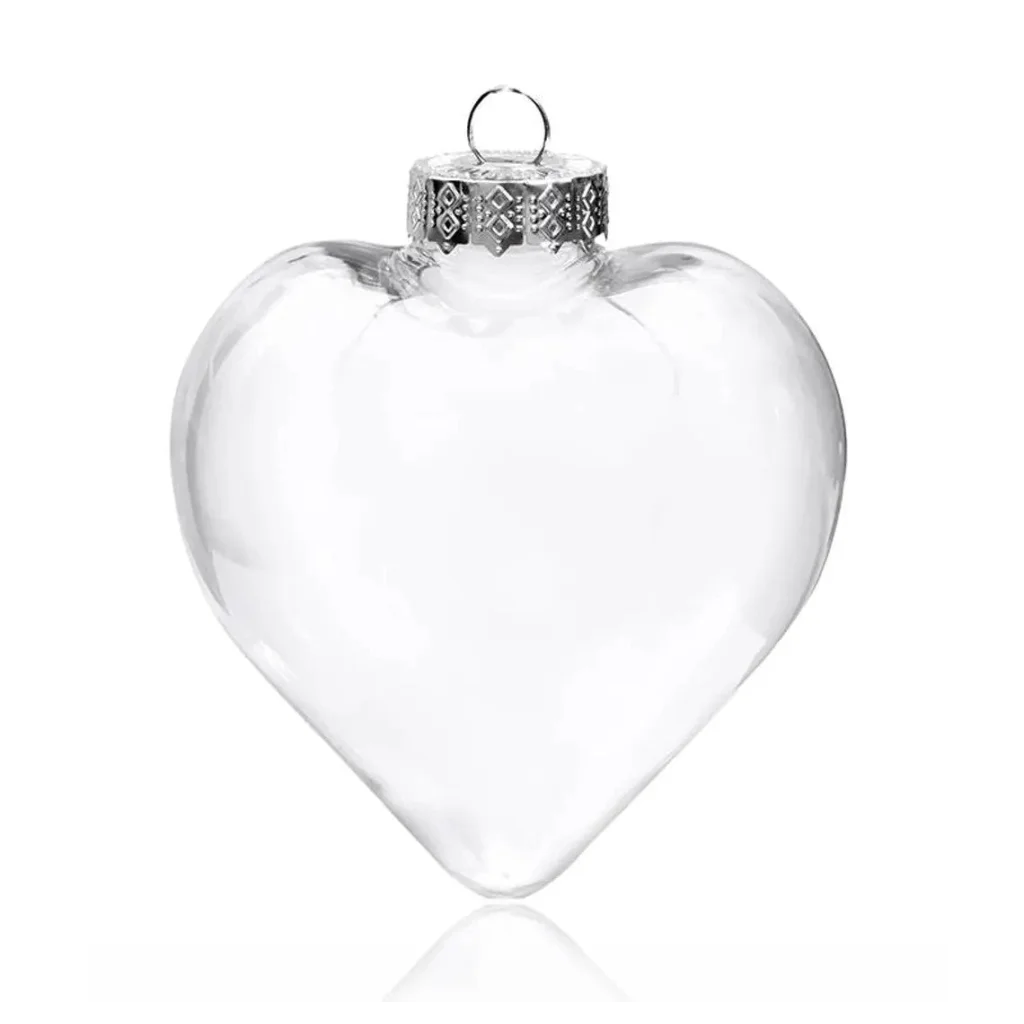 20 Pack Iridescent Glass Heart Ornaments Fillable Baubles