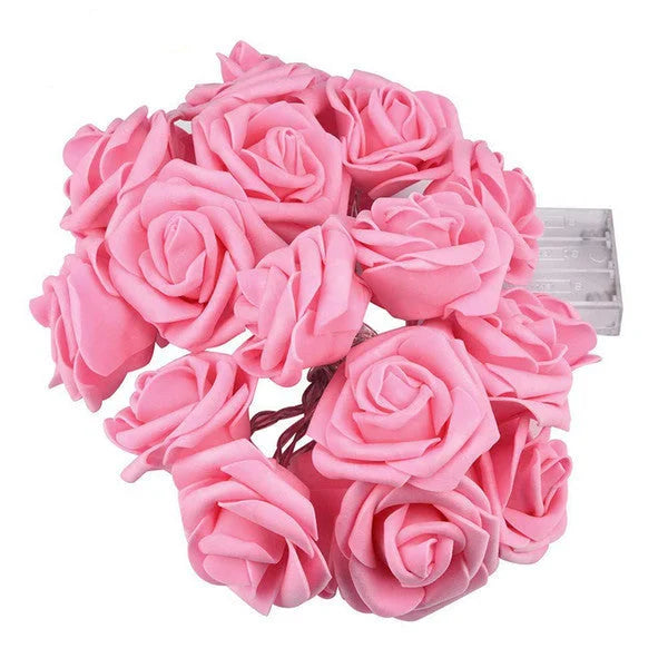 20 Pink Rose 3D Fairy Lights 3M String Battery (AA) Indoor