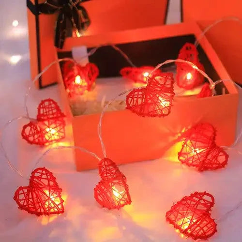 20 Red 3D Hollowed Rattan Heart-Shaped 3M String Fairy