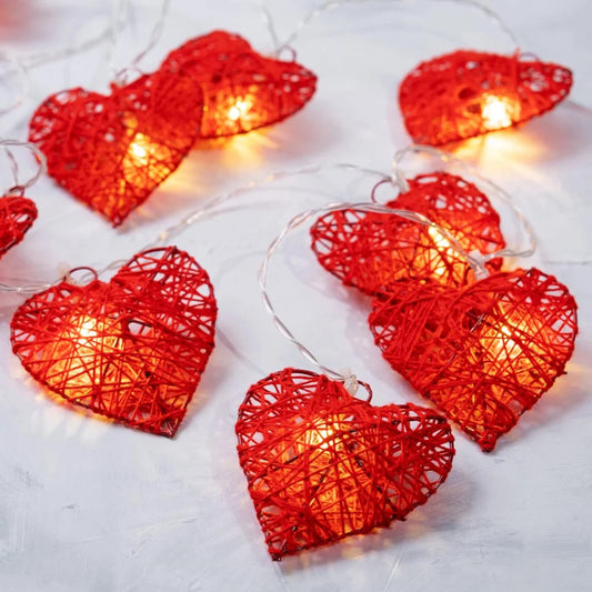 20 Red 3D Hollowed Rattan Heart-Shaped 3M String Fairy