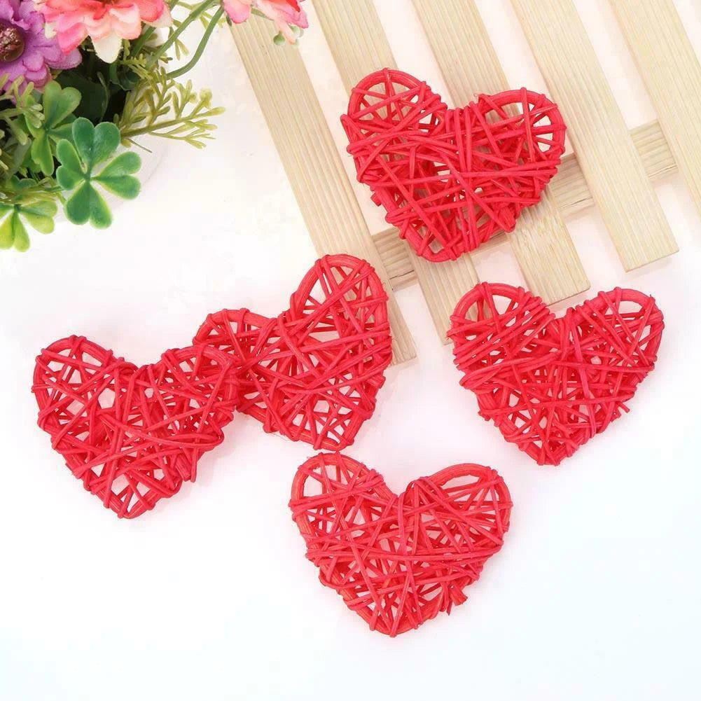 20 Red 3D Hollowed Rattan Heart-Shaped 3M String Fairy