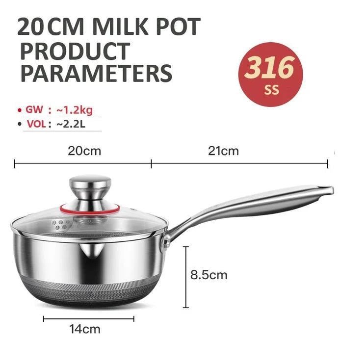 20cm 316L Stainless Steel Saucepan Compound Steel Honeycomb