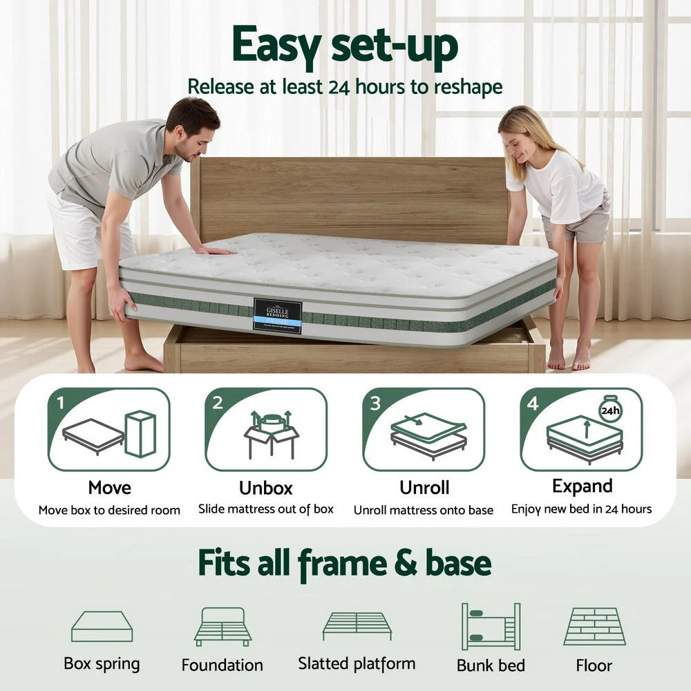 20cm Giselle Mattress King Green Tea Mattresses - Furniture