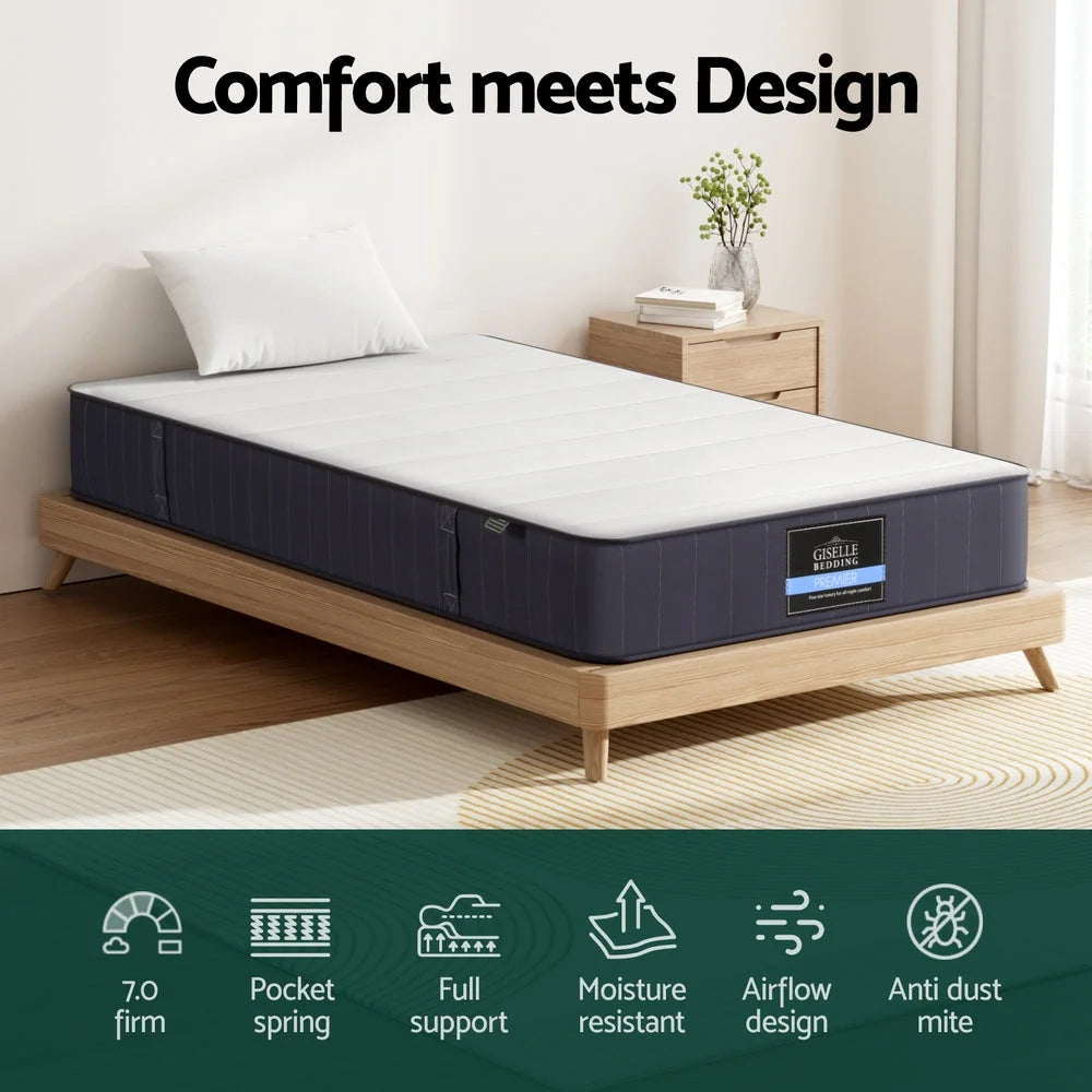 20cm Giselle Mattress King Single Bed Pocket Spring