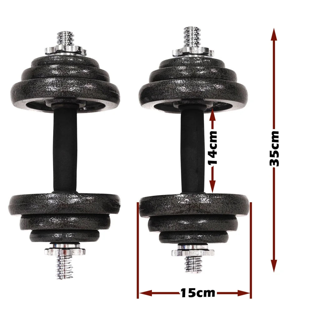 20KG Cast Iron Dumbbell Set Weight Dumbbells Home Gym