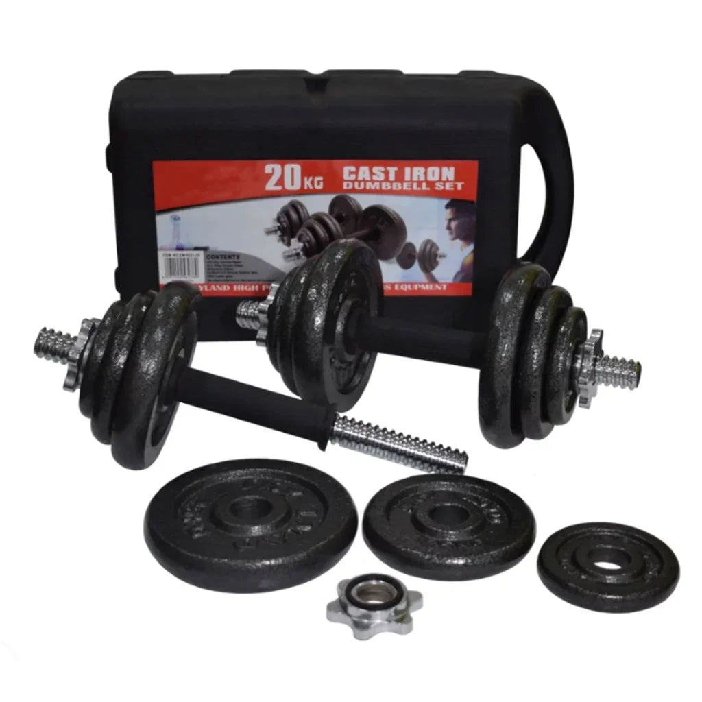 20KG Cast Iron Dumbbell Set Weight Dumbbells Home Gym