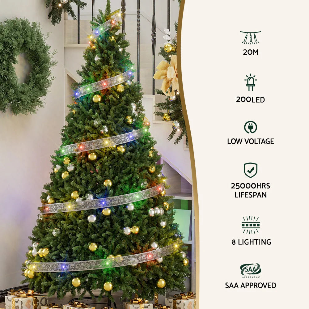 20M Christmas Lights Ribbon Fairy Light 200 LED Colored