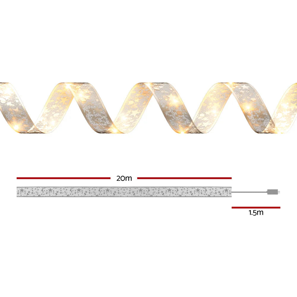 20M Christmas Lights Ribbon Fairy Light 200 LED Warm Jingle