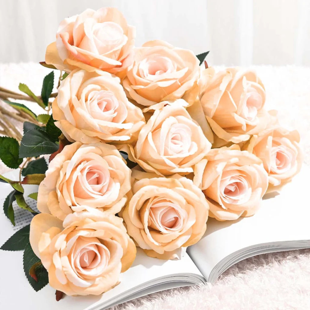 20pcs Artificial Silk Flower Fake Rose Bouquet Table Decor Champion - Premium