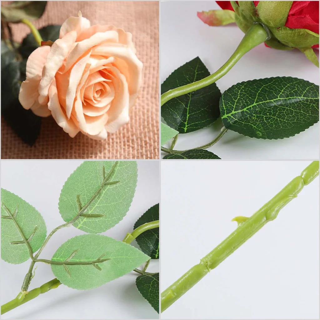 20pcs Artificial Silk Flower Fake Rose Bouquet Table Decor Champion - Premium