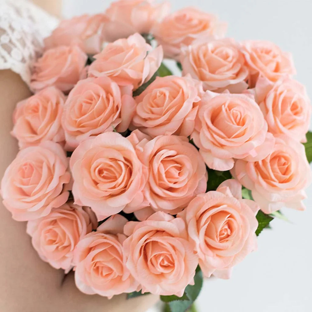 20pcs Artificial Silk Flower Fake Rose Bouquet Table Decor Champion - Premium