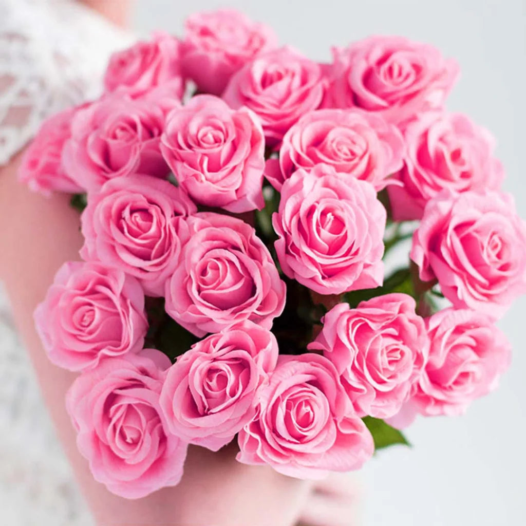 20pcs Artificial Silk Flower Fake Rose Bouquet Table Decor Pink - Premium