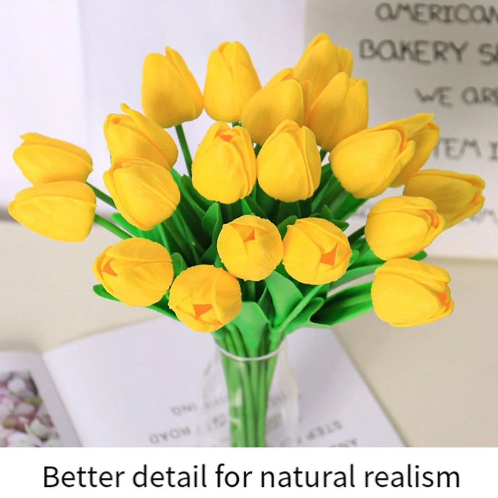 20PCS Real Touch Artificial Tulip Bouquet Fake Flowers