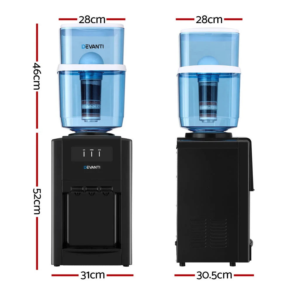 22L Devanti Water Cooler Dispenser Bench Top 3 Taps Chiller