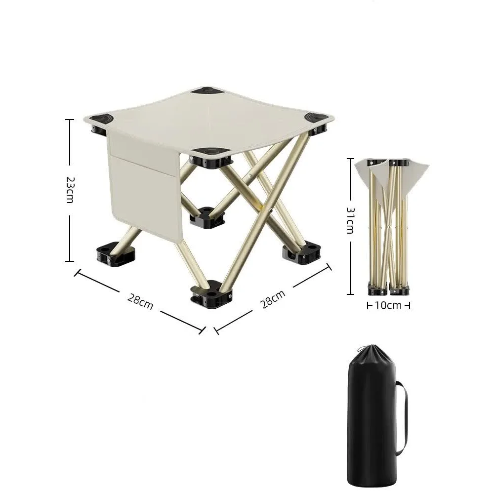 23*28cm White Outdoor Folding Stool - Lightweight Portable
