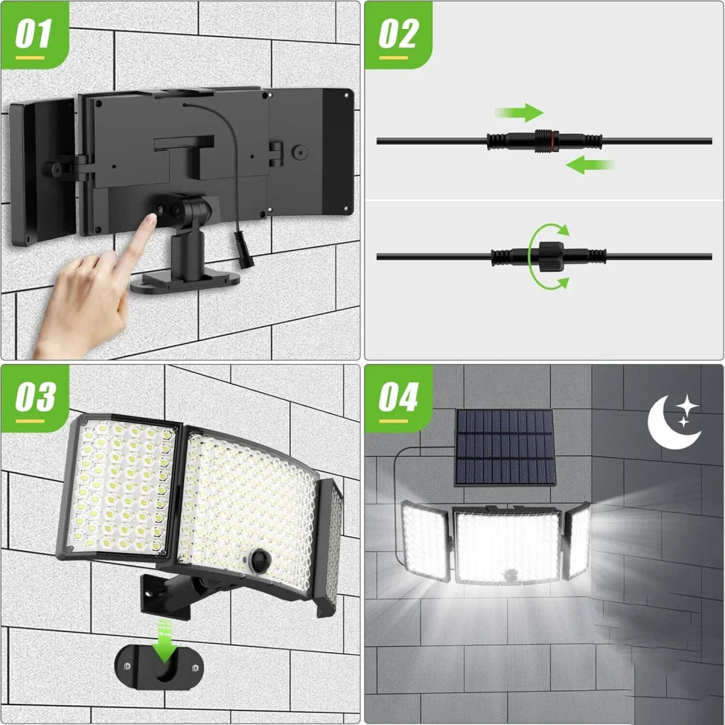 234 LED Solar Motion Sensor Light 5500K Cool Black Outdoor