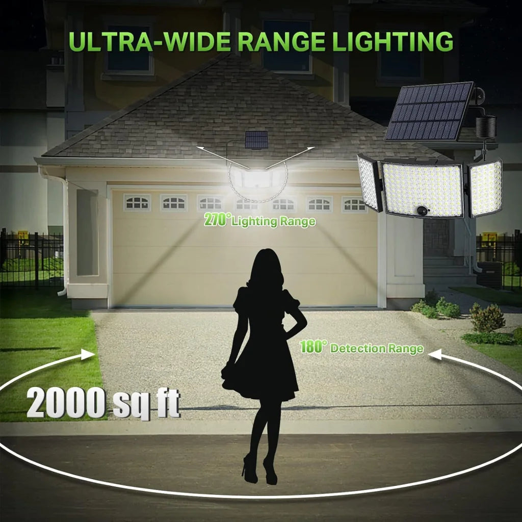 234 LED Solar Motion Sensor Light 5500K Cool Black Outdoor