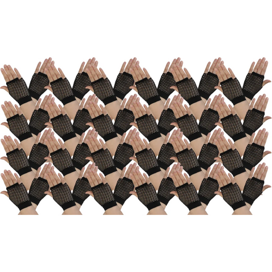 24 Pair Fishnet Gloves Fingerless Wrist Length 70s 80s